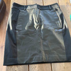 Black Leather Panel Skirt - Anne Taylor